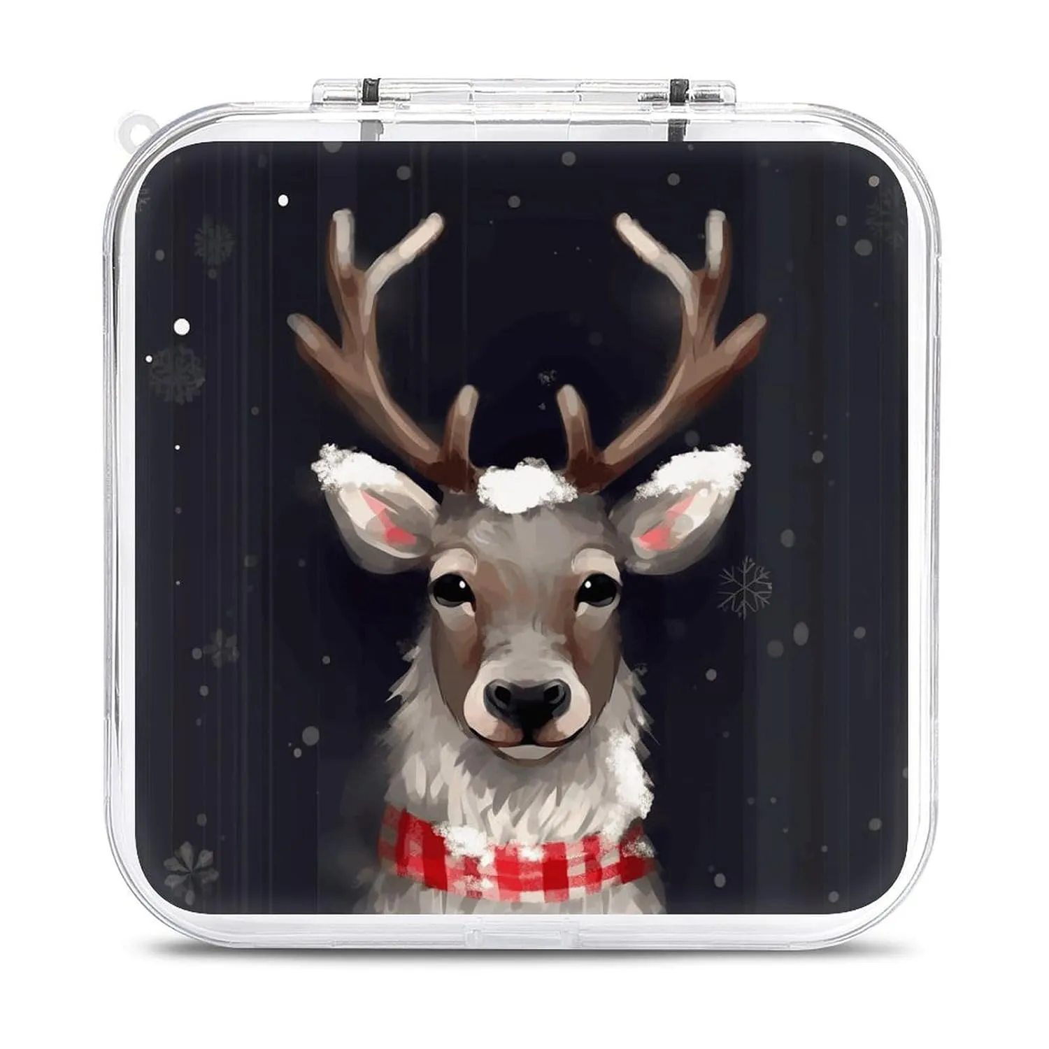 QMNBTES Reindeer Switch Game Case Switch Game Holder Cartridge Case Storage 12 Games & 2 Micro Sd Card Slots, Travel Carry Cases, Portable Games Card Storage, Hard Shell, Buckle Closure