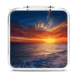 QMNBTES Sea And Sunset Switch Game Case Switch Game Holder Cartridge Case Storage 12 Games & 2 Micro Sd Card Slots, Travel Carry Cases, Portable Games Card Storage, Hard Shell, Buckle Closure