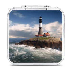 QMNBTES Sea Lighthouse Switch Game Case Switch Game Holder Cartridge Case Storage 12 Games & 2 Micro Sd Card Slots, Travel Carry Cases, Portable Games Card Storage, Hard Shell, Buckle Closure