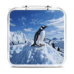 QMNBTES Snow Mountain Penguin Switch Game Case Switch Game Holder Cartridge Case Storage 12 Games & 2 Micro Sd Card Slots, Travel Carry Cases, Portable Games Card Storage, Hard Shell, Buckle Closure