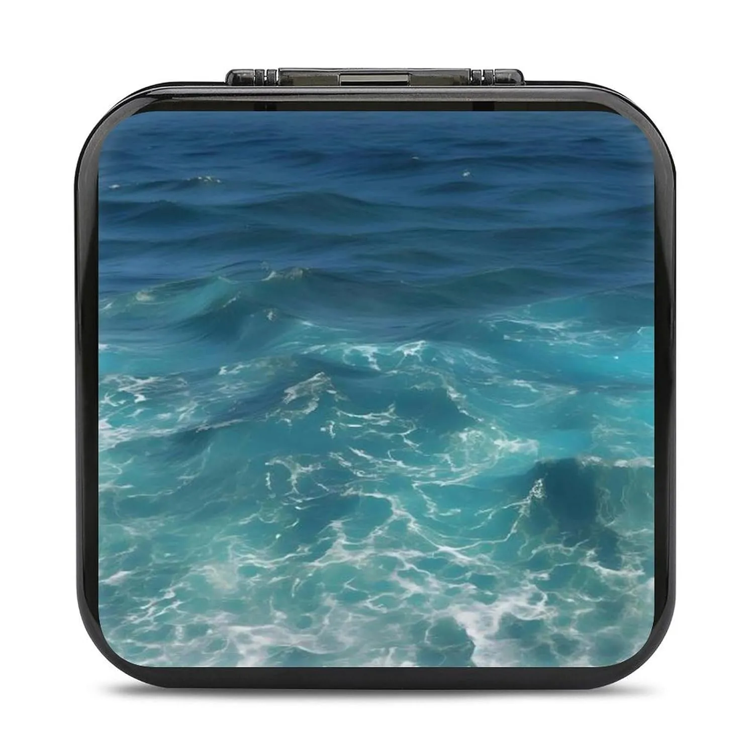 QMNBTES The Blue Sea Switch Game Case Switch Game Holder Cartridge Case Storage 24 Games & 2 Micro Sd Card Slots, Travel Carry Cases, Portable Games Card Storage, Hard Shell, Buckle Closure