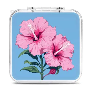 QMNBTES Two Hibiscus Flowers Switch Game Case Switch Game Holder Cartridge Case Storage 12 Games & 2 Micro Sd Card Slots, Travel Carry Cases, Portable Games Card Storage, Hard Shell, Buckle Closure