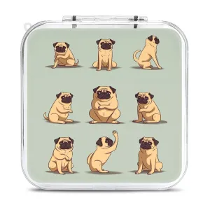 QMNBTES Yoga Pug Switch Game Case Switch Game Holder Cartridge Case Storage 12 Games & 2 Micro Sd Card Slots, Travel Carry Cases, Portable Games Card Storage, Hard Shell, Buckle Closure