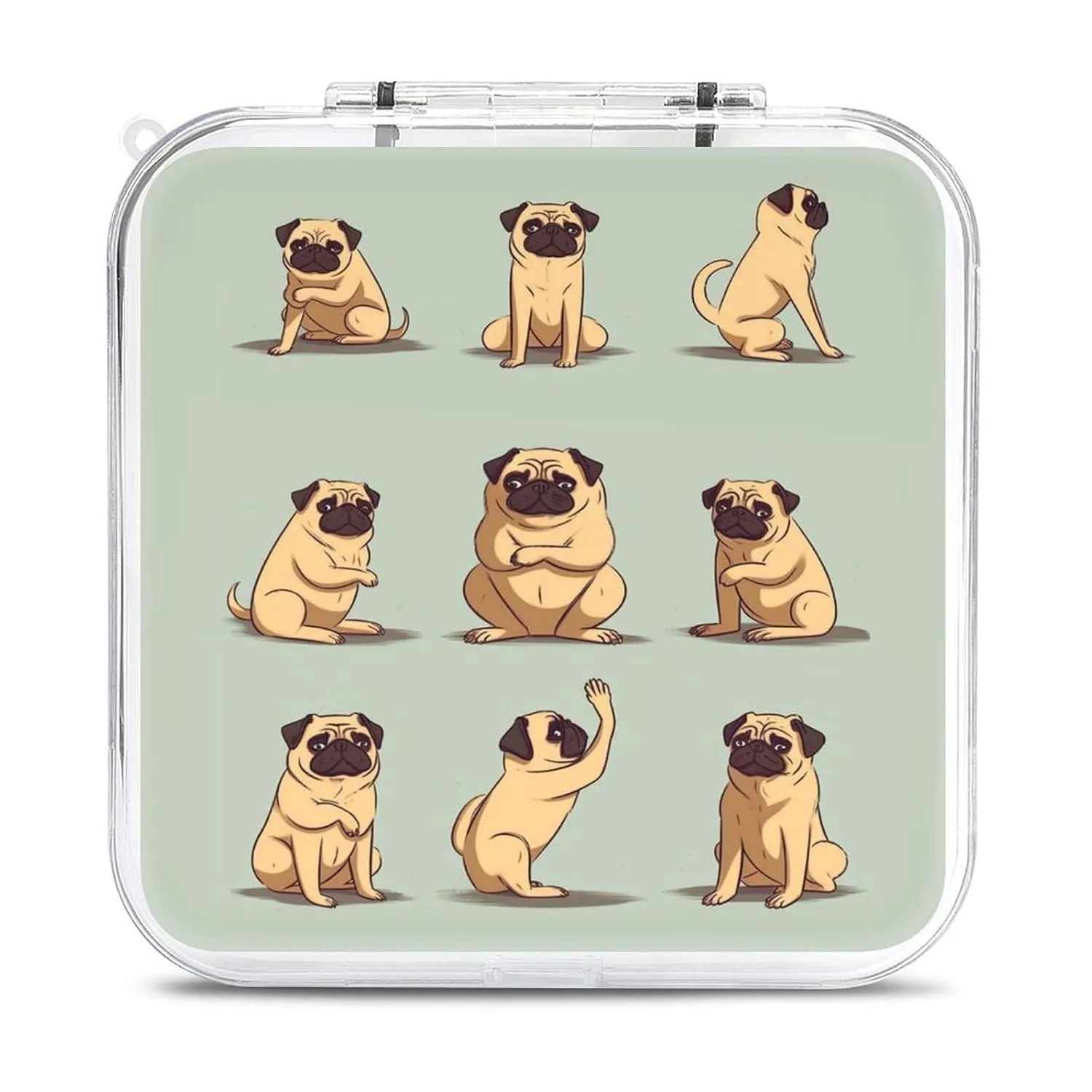 QMNBTES Yoga Pug Switch Game Case Switch Game Holder Cartridge Case Storage 12 Games & 2 Micro Sd Card Slots, Travel Carry Cases, Portable Games Card Storage, Hard Shell, Buckle Closure