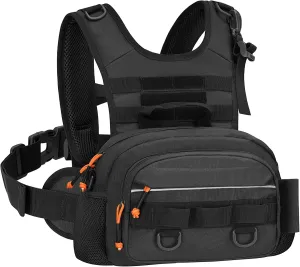 QualyQualy Fishing Chest Pack Tactical Chest Rig Fly Fishing Pack for Sports Outdoor with Compartment Adjustable Strap
