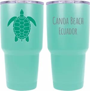 R and R Imports Canoa Beach Ecuador Souvenir 24 oz Seafoam Insulated Stainless Steel Tumbler Turtle Design