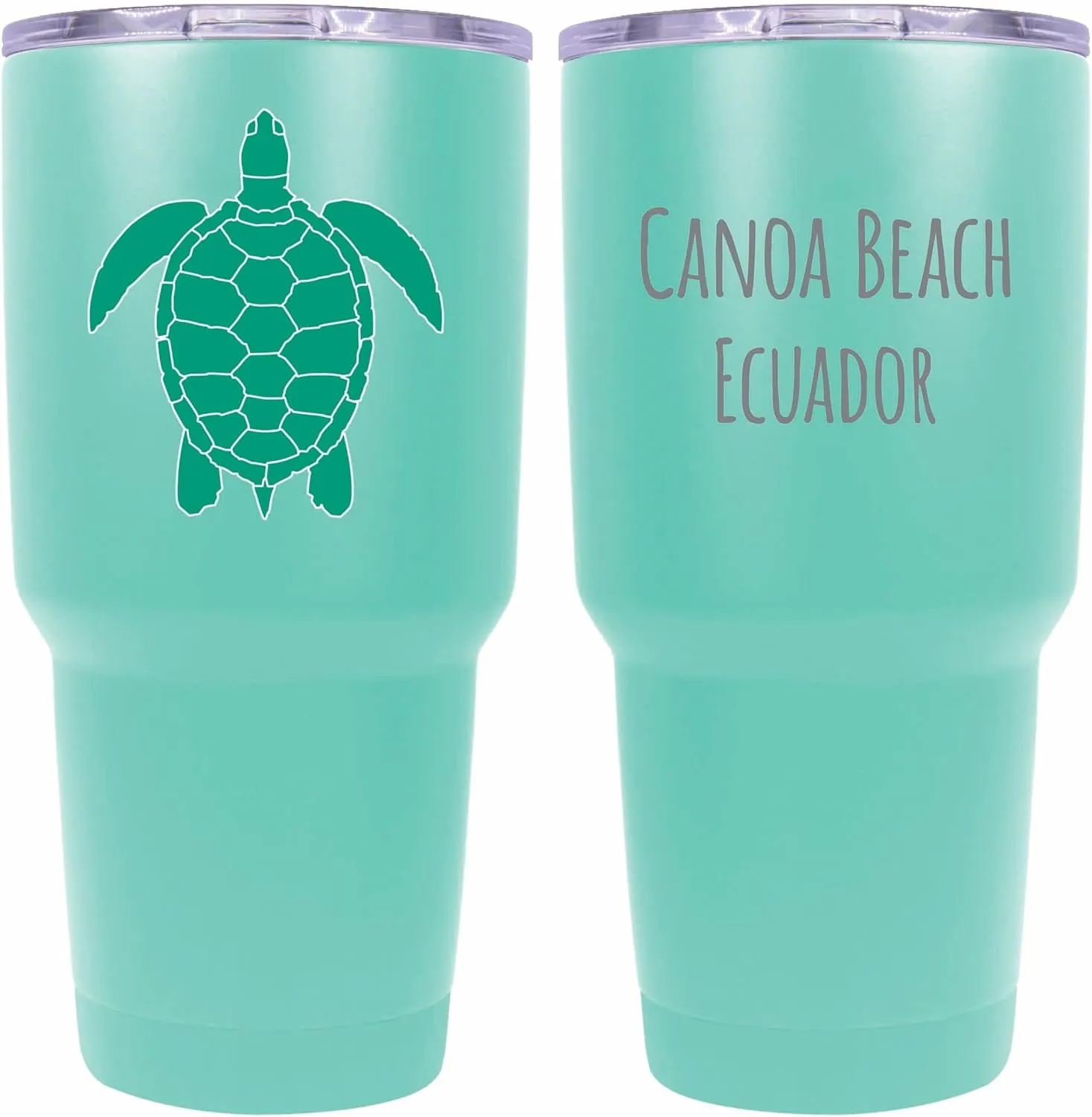 R and R Imports Canoa Beach Ecuador Souvenir 24 oz Seafoam Insulated Stainless Steel Tumbler Turtle Design
