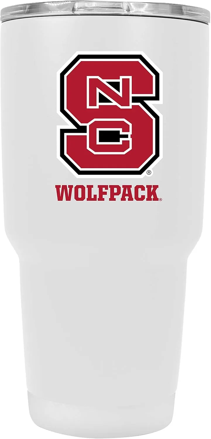 R and R Imports North Carolina State Wolfpack 24 oz White Insulated Stainless Steel Tumbler Officially Licensed Collegiate Product