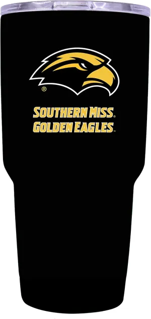 R and R Imports Southern Mississippi Golden Eagles 24 oz Black Insulated Stainless Steel Tumbler Officially Licensed Collegiate Product