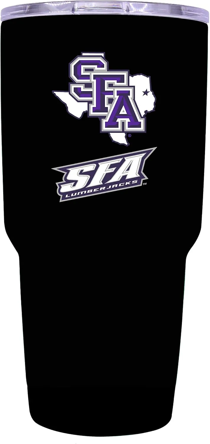 R and R Imports Stephen F. Austin State University 24 oz Black Insulated Stainless Steel Tumbler Officially Licensed Collegiate Product