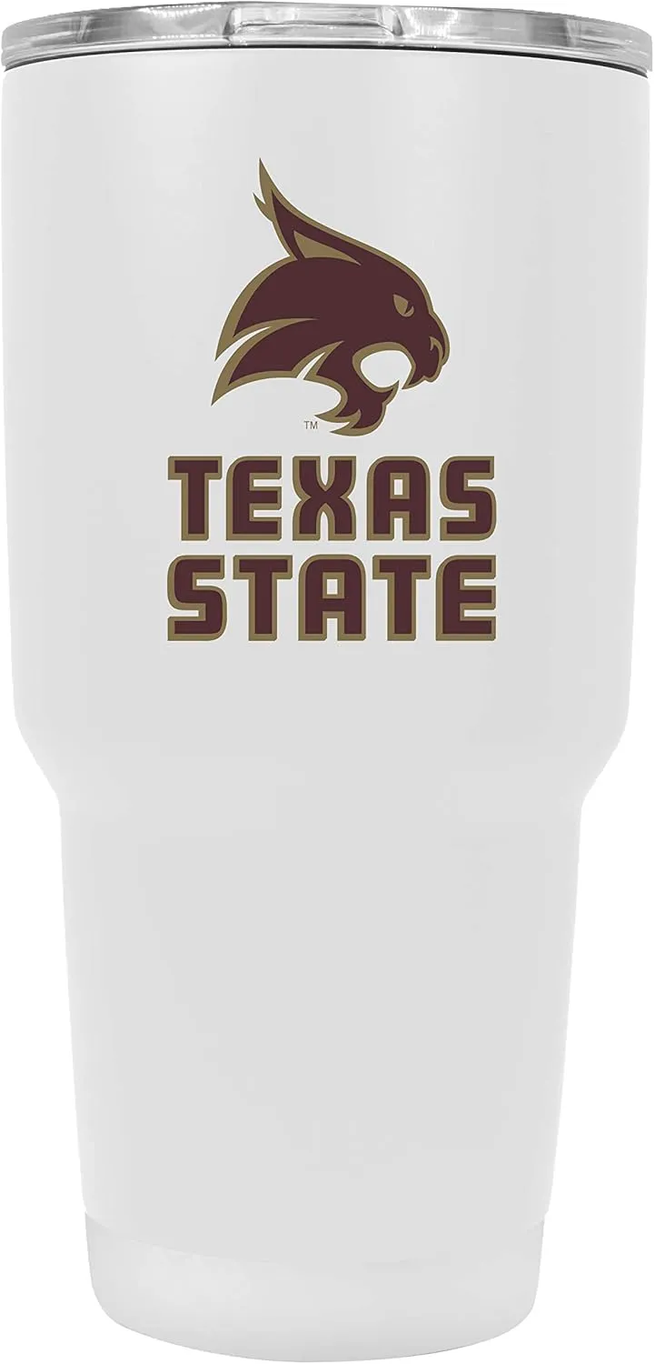 R and R Imports Texas State Bobcats 24 oz White Insulated Stainless Steel Tumbler Officially Licensed Collegiate Product