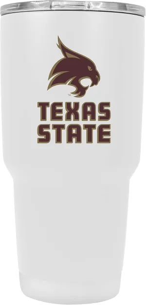 R and R Imports Texas State Bobcats 24 oz White Insulated Stainless Steel Tumbler Officially Licensed Collegiate Product