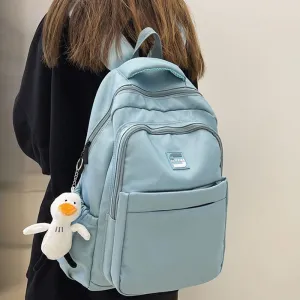 Realaiot Fashion Women School Bags Cool Female Solid Color Black College Backpack Trendy Men Laptop Backpack Book Girl Travel Student Bag