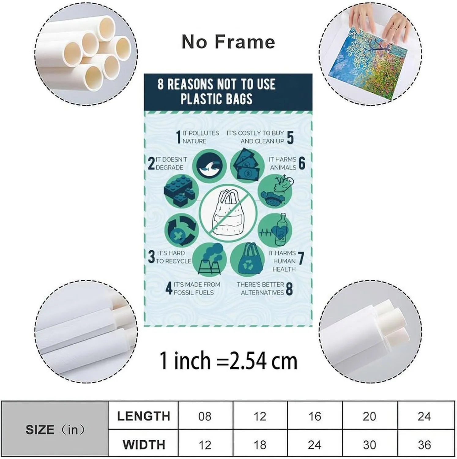 Reasons Not To Useplastic Bags Environmental Protection Poster (3) Canvas for Bedroom Living Room Decor 24x36inch(60x90cm) Unframe-style