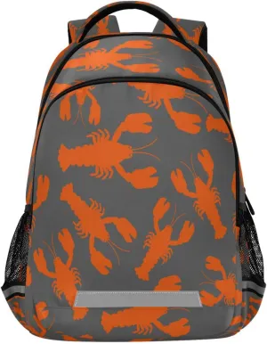 Red Crayfish Grey Backpack Laptop Backpacks Book Bags Water Resistant Daypack Durable College Shoulder Bag Sports Travel Day Pack