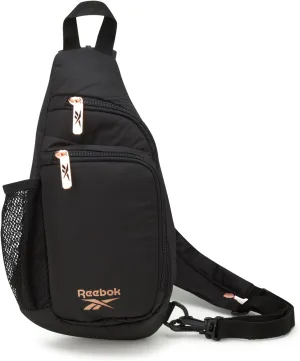 Reebok Men and Womens Crossbody Bag - Small Cross Body Bags for Women Backpack with Adjustable Strap for Travel and Gym, Black Madeline
