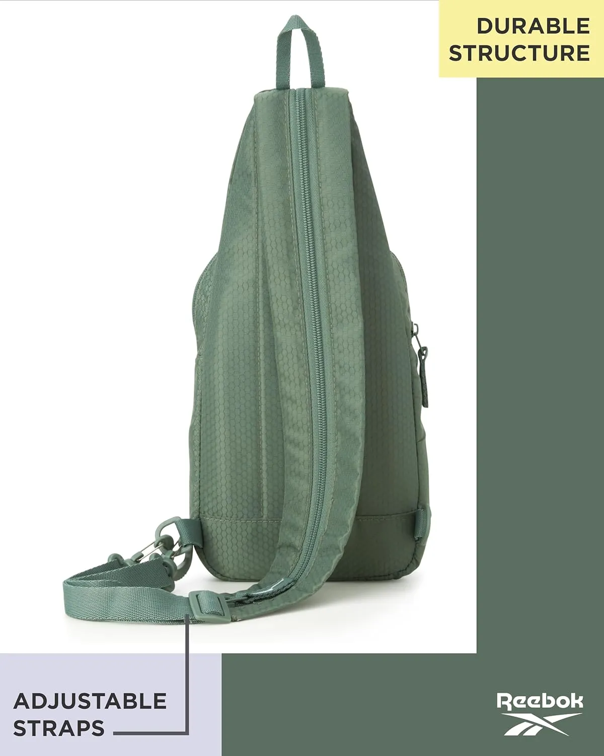 Reebok Unisex Crossbody Bag - Compact Sling Crossbody Bags for Women and Men with Convertible Strap for Gym and Travel, Size One Size, Cosmos Green