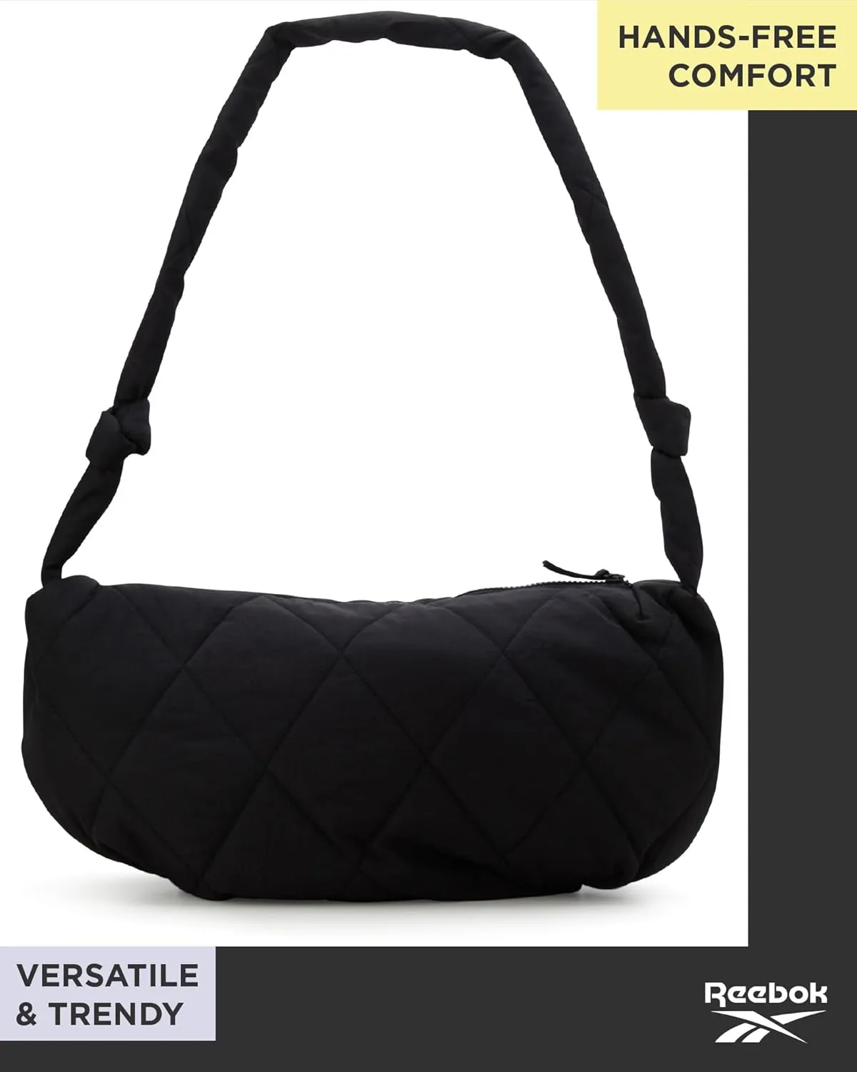 Reebok Womens Crossbody Bag - Oversized Quilted Puffer Tote Bag for Women, Large Shoulder Purse for Gym Travel & Everyday Use
