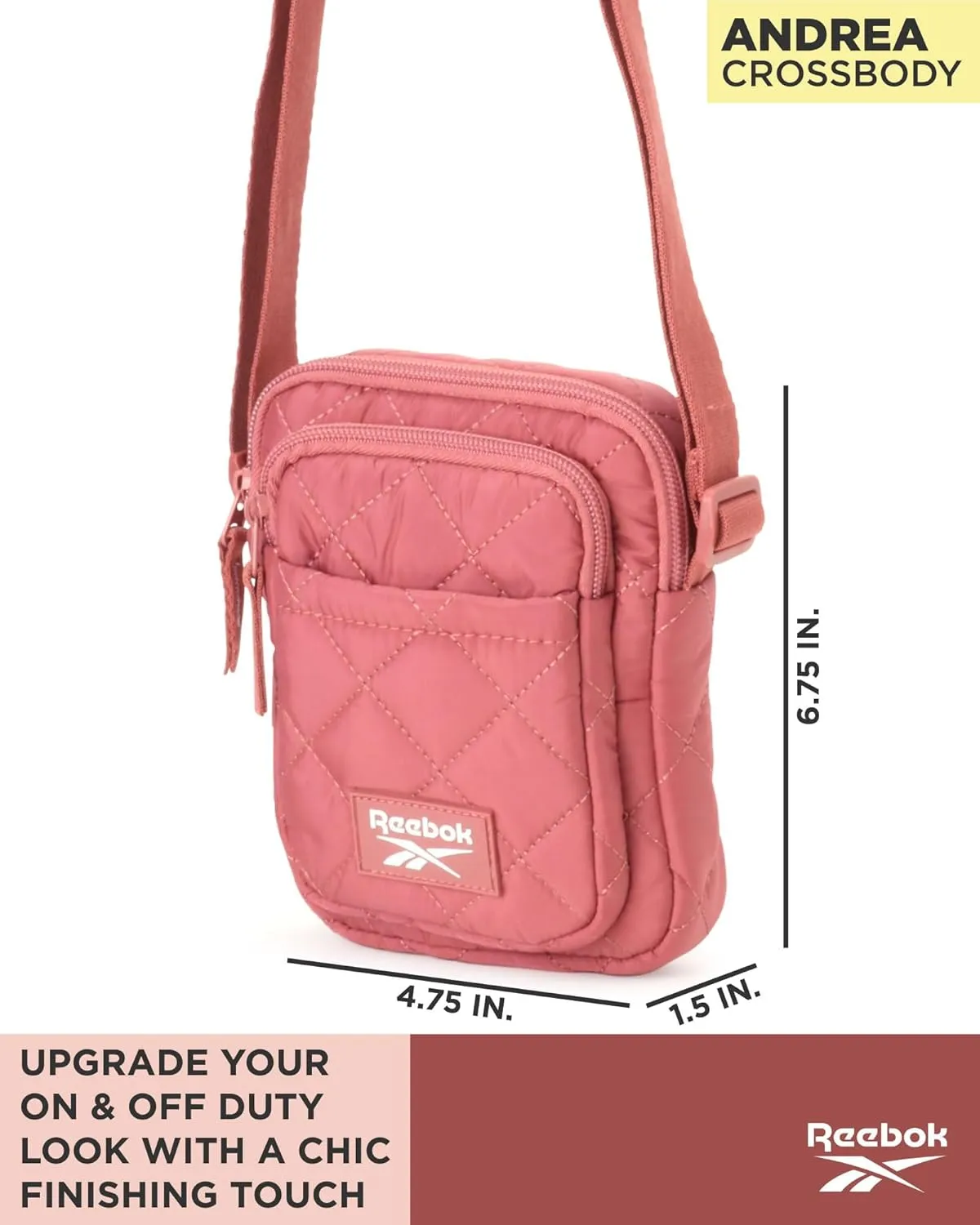 Reebok Womens Crossbody Bags - Lightweight Sling Cell Phone Purse, Quilted Small Crossbody Bags Women