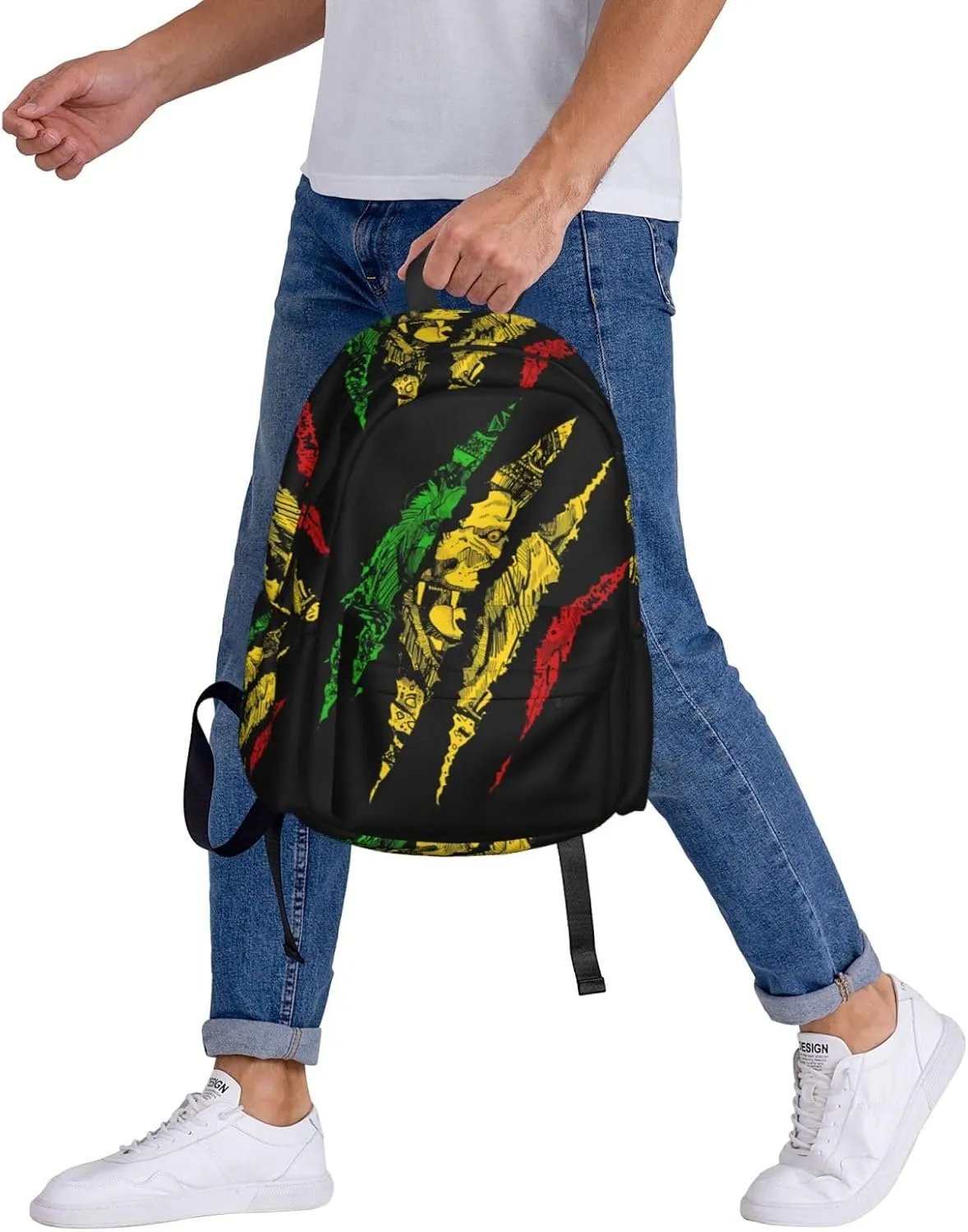 Reggae Lion Jamaica Flag Laptop Backpack Work Travel Backpacks Business Rucksack Casual Outdoor Daypack with Adjustable Strap Bags for Sports Office Gym Hiking