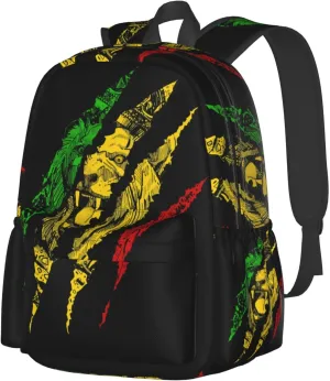Reggae Lion Jamaica Flag Laptop Backpack Work Travel Backpacks Business Rucksack Casual Outdoor Daypack with Adjustable Strap Bags for Sports Office Gym Hiking