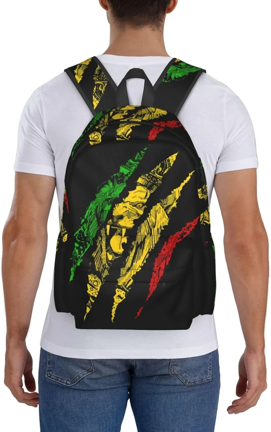 Reggae Lion Jamaica Flag Laptop Backpack Work Travel Backpacks Business Rucksack Casual Outdoor Daypack with Adjustable Strap Bags for Sports Office Gym Hiking