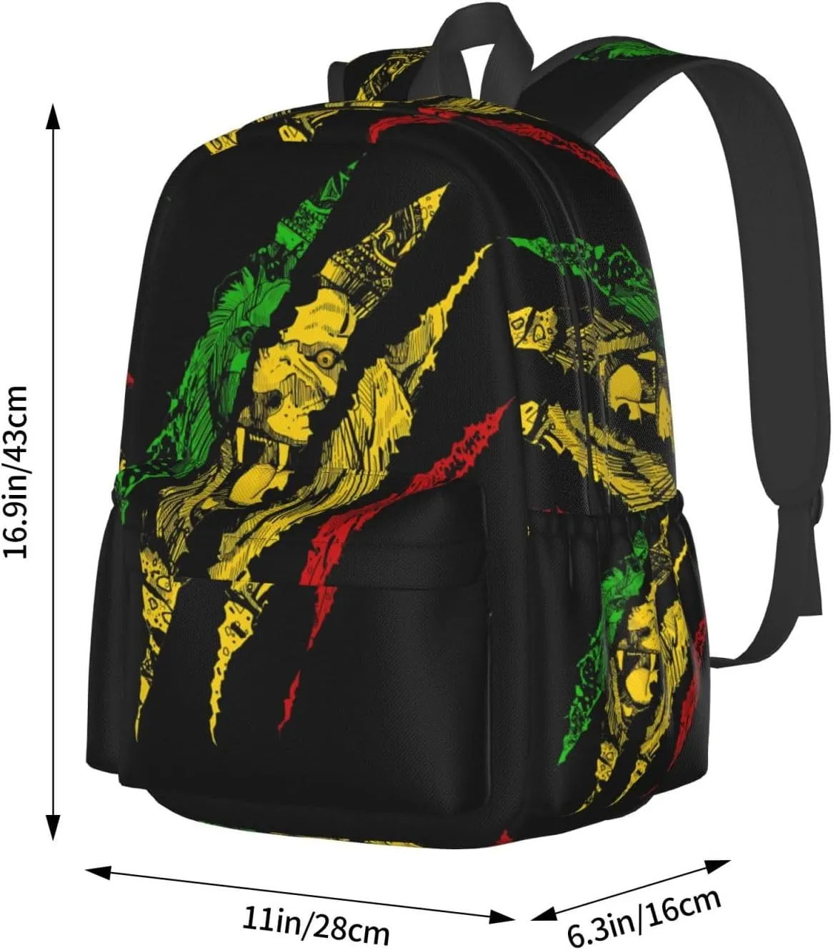 Reggae Lion Jamaica Flag Laptop Backpack Work Travel Backpacks Business Rucksack Casual Outdoor Daypack with Adjustable Strap Bags for Sports Office Gym Hiking