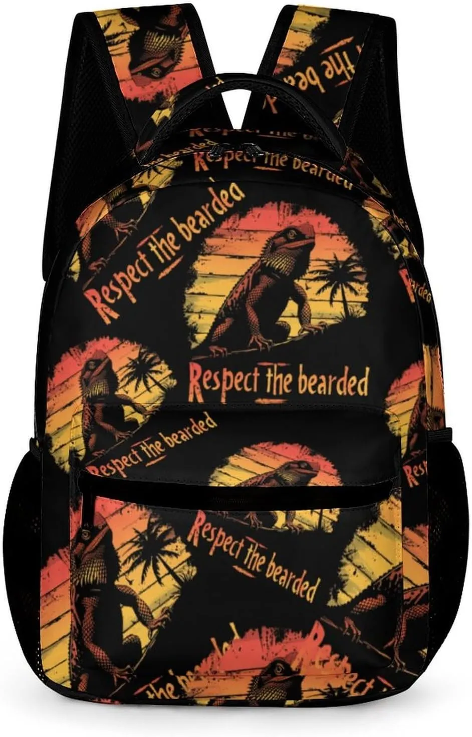 Respect The Bearded Dragon Basic Backpack Fashion Pattern Travel Hiking Shoulder Bag Unisex