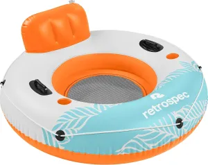 ﻿﻿Retrospec Weekender Float River Tube for Lakes, Rivers, and Pools ﻿with 2 Cup Holders, Built-in Backrest and Wrap Around Grab Rope for Easy Transport