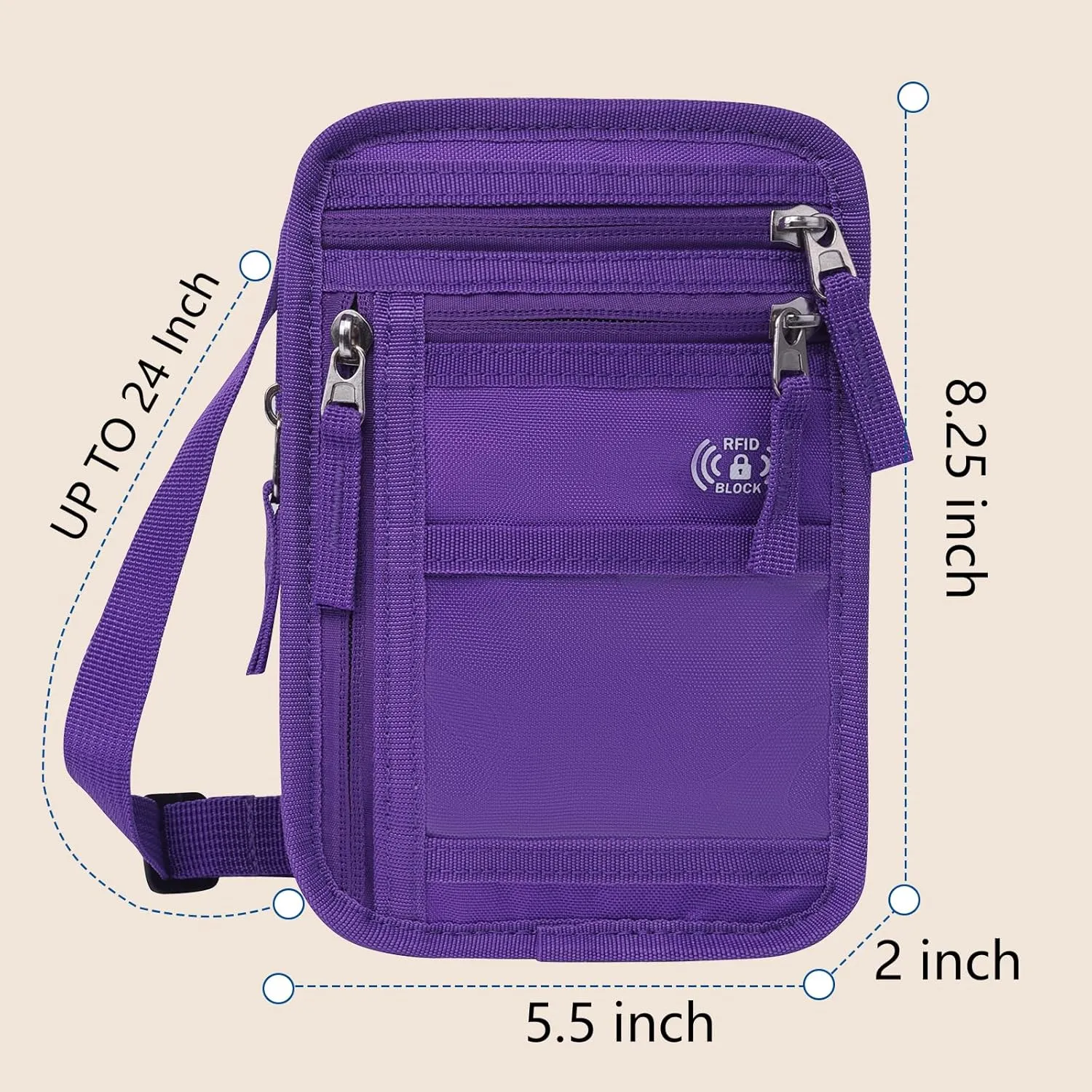 RFID Blocking Neck Wallet Small Crossbody Bag Travel Passport Holder Slim Minimalist Design Security Neck Pouch