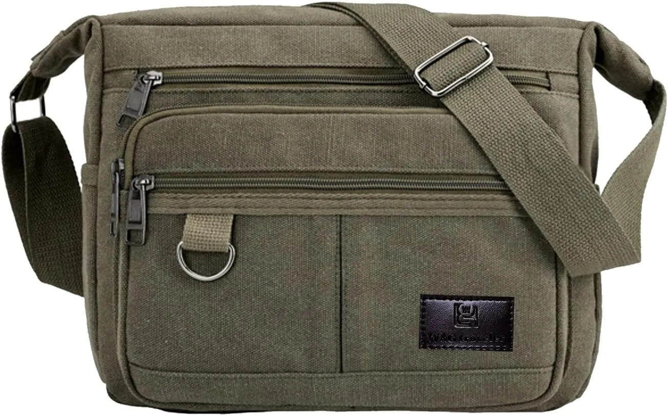 Rfid Crossbody Messenger Bag with Water Bottle Holders, 13 inch Laptop Shoulder Bag, Sling Satchel Purse w/Built-in Wallet