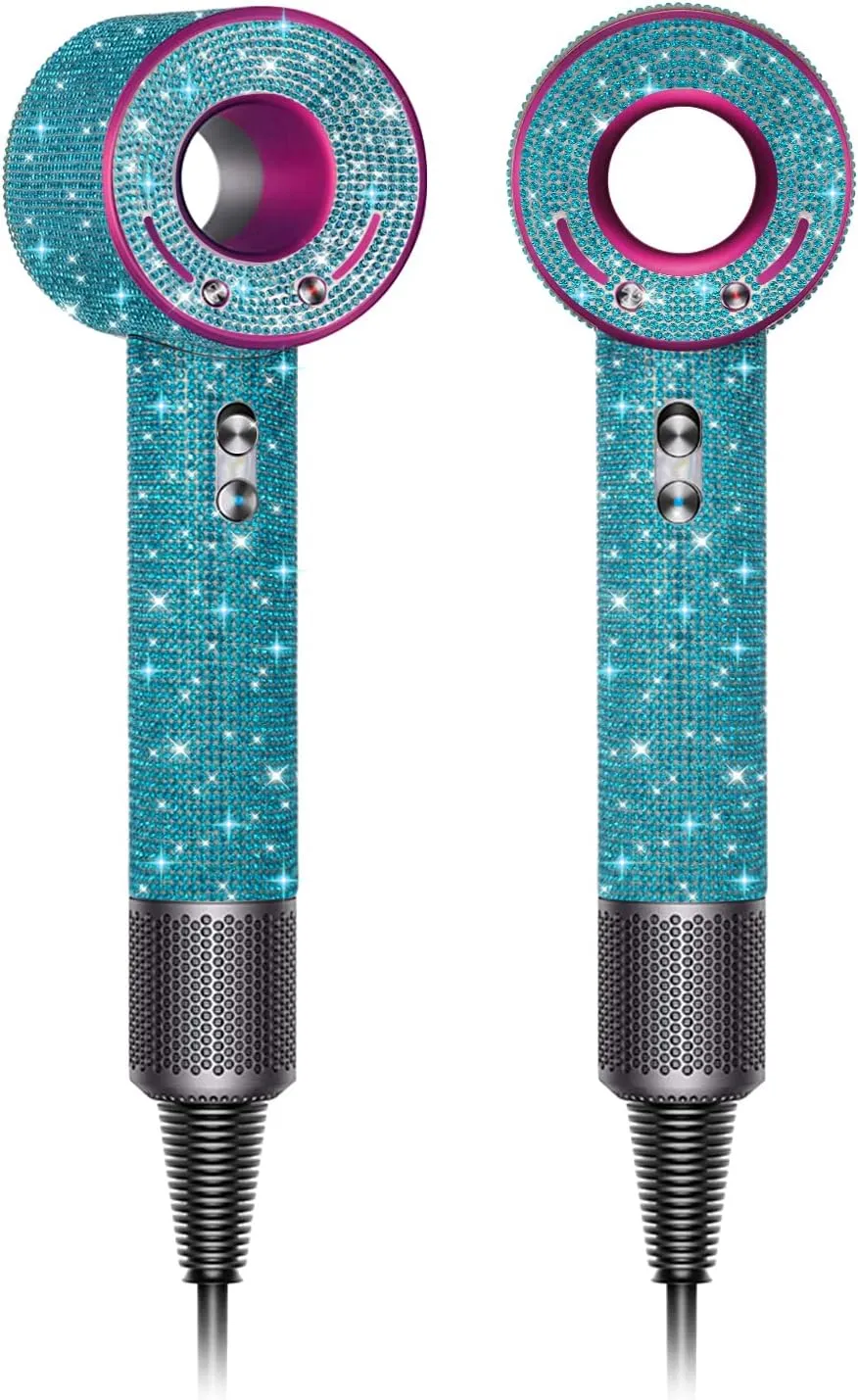 Rhinestones Case for Dyson Hair Dryer Anti-Scratch Shockproof Dust Proof Travel Protective Case Cover for Dyson Hair Dryer (Bling Sky Blue)