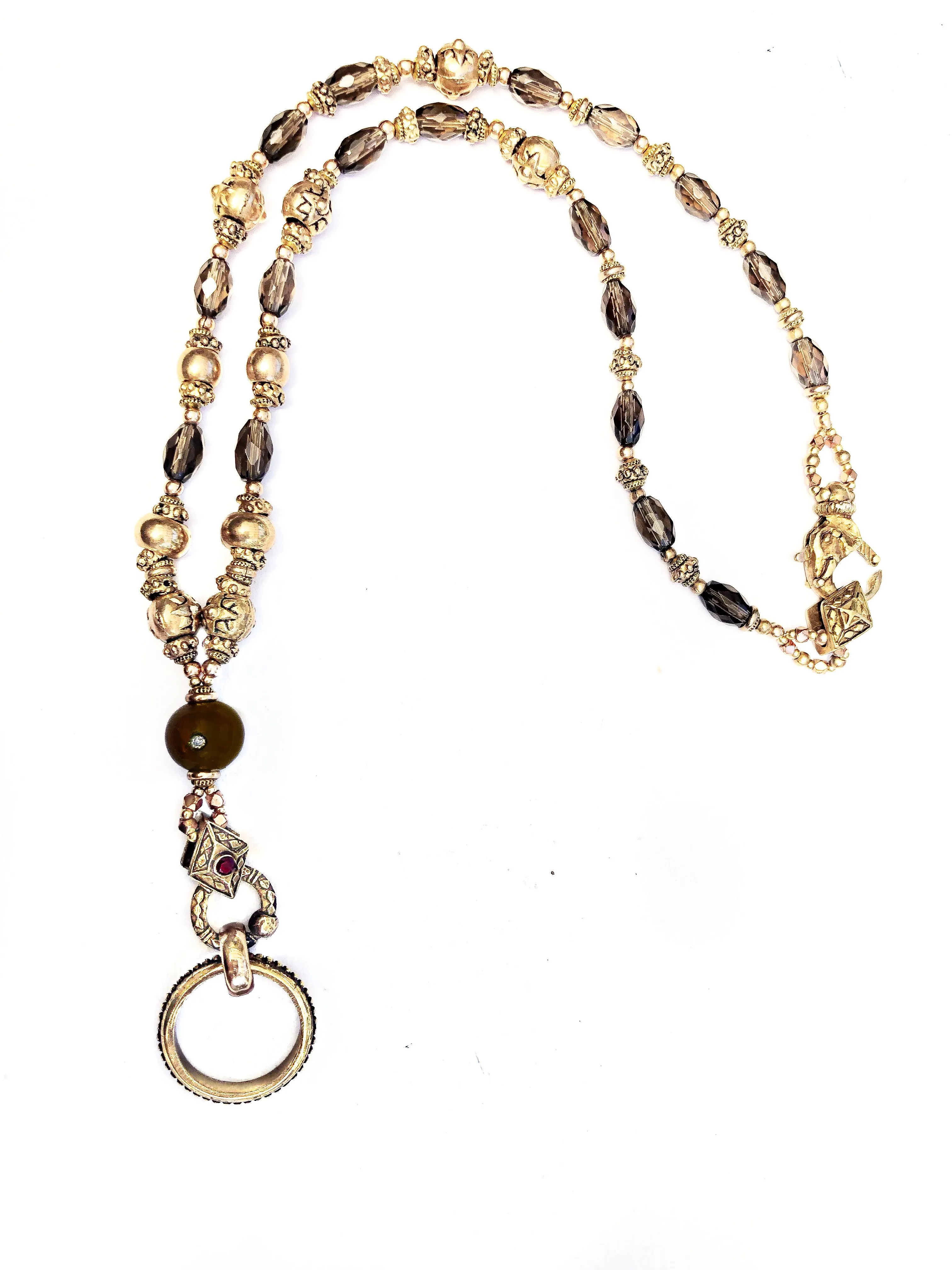 Rose Gold Elephant Wisdom Eyering Necklace