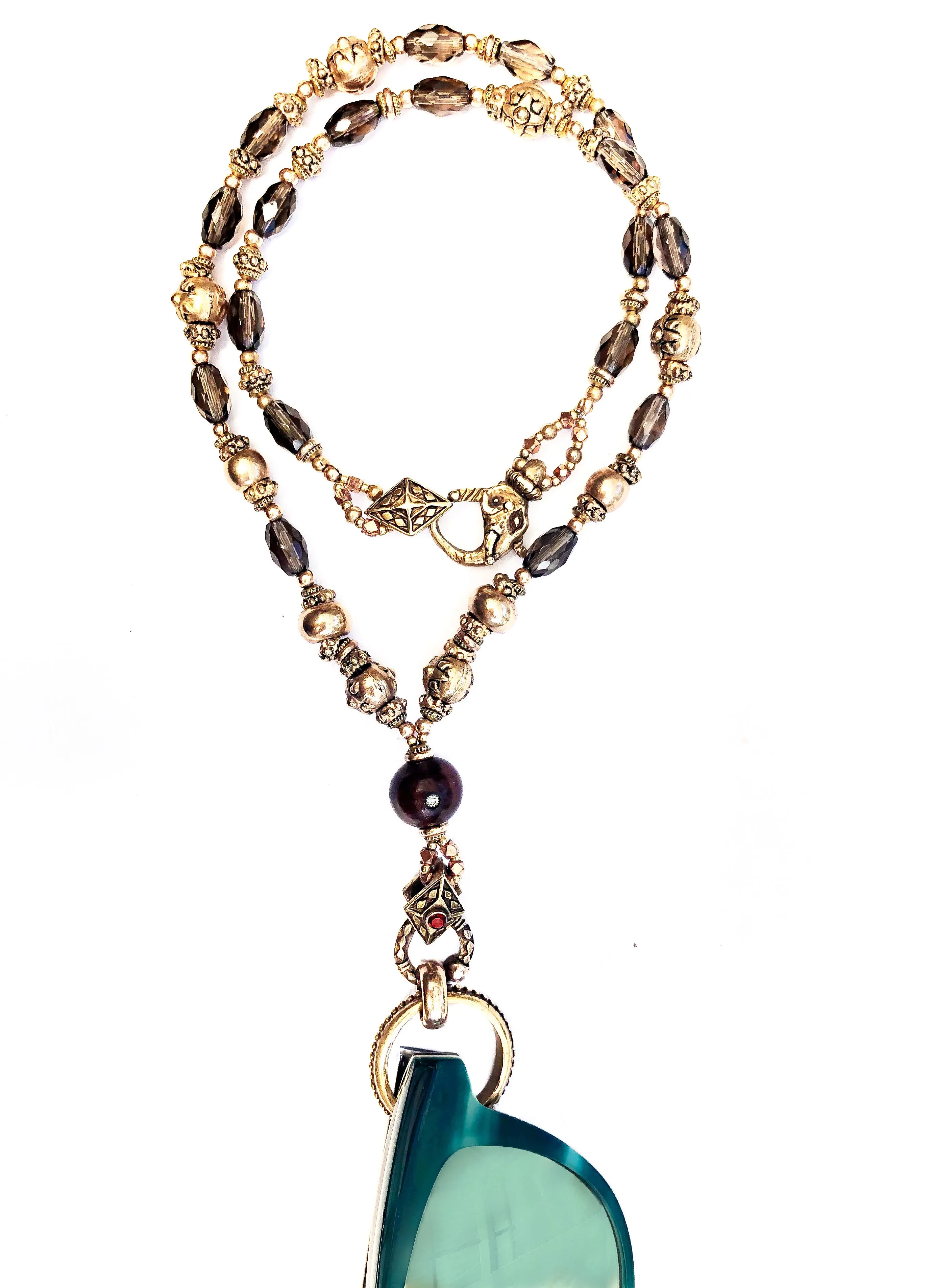 Rose Gold Elephant Wisdom Eyering Necklace