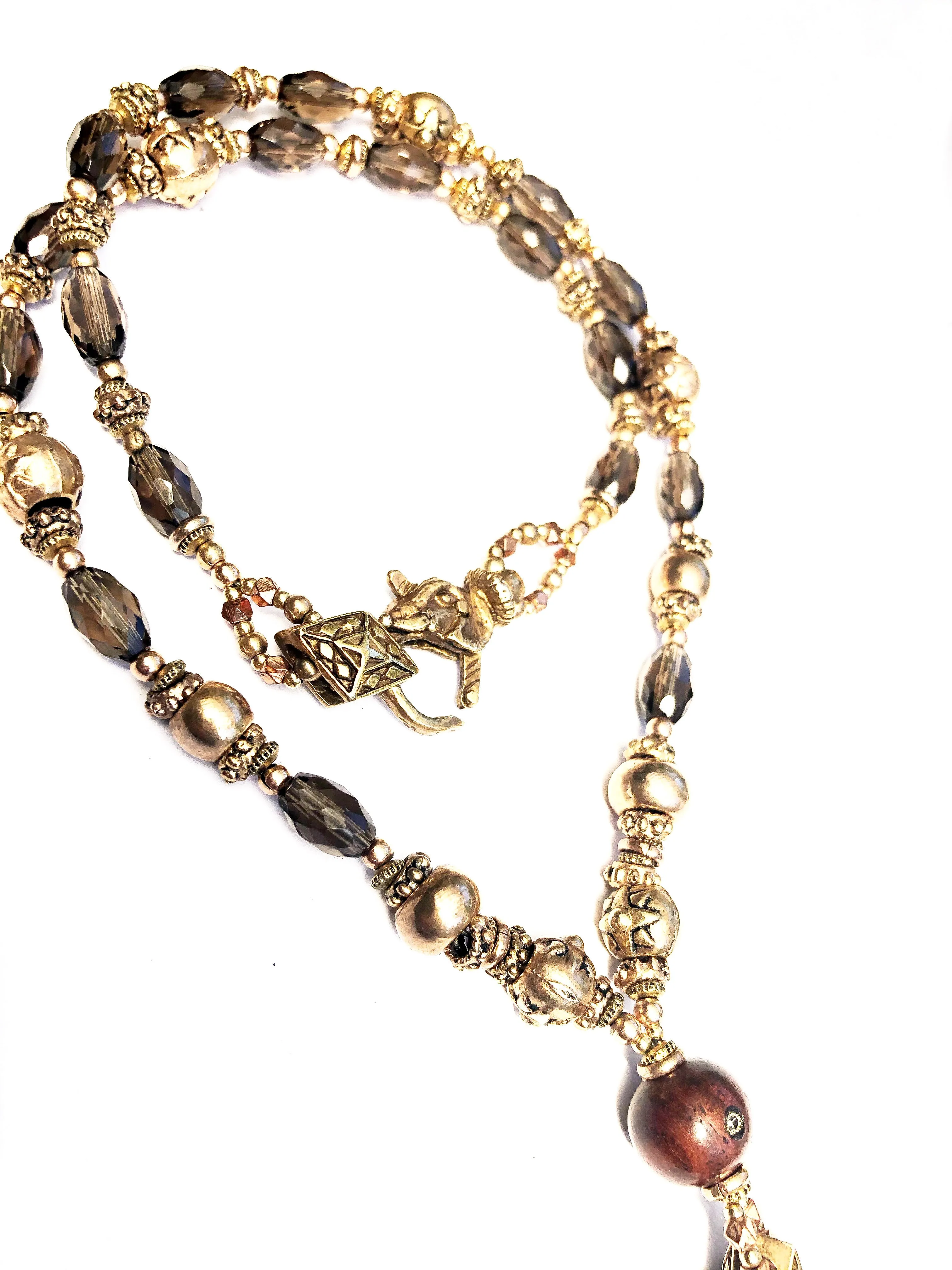 Rose Gold Elephant Wisdom Eyering Necklace