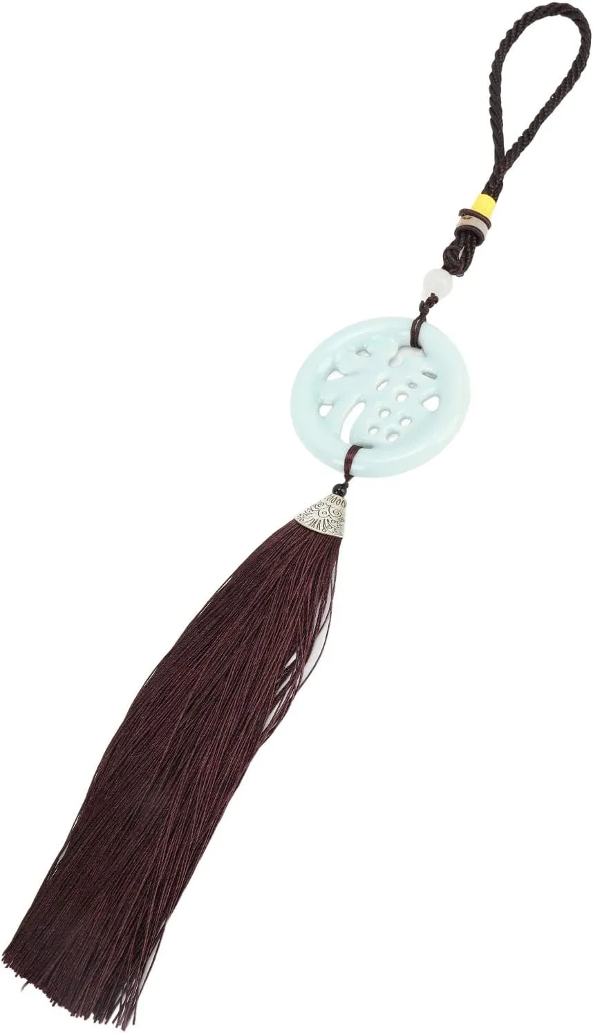 Round Keychain with Porcelain Beads, DIY Attractive Decorative Tassel Pendant, Practical and Cute for Tote, Backpack, Purses (SY-GL-007)