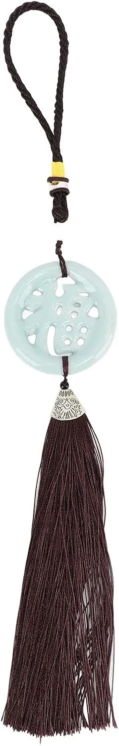 Round Keychain with Porcelain Beads, DIY Attractive Decorative Tassel Pendant, Practical and Cute for Tote, Backpack, Purses (SY-GL-007)
