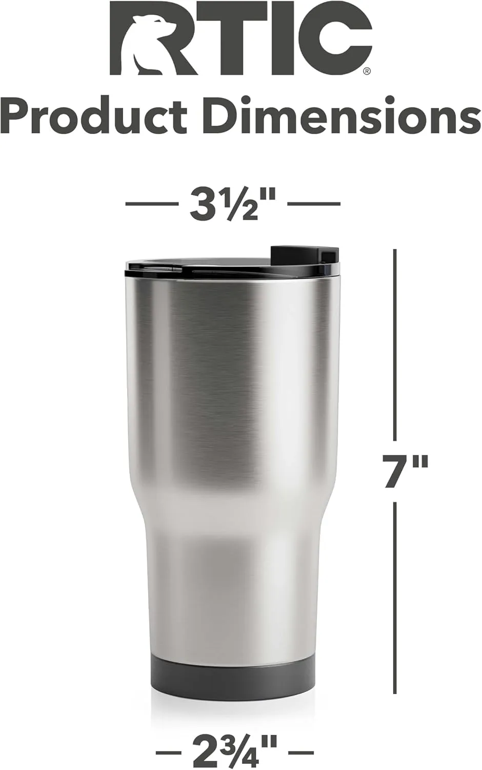 RTIC 20 oz Insulated Tumbler Stainless Steel Coffee Travel Mug with Lid, Spill Proof, Hot Beverage and Cold, Portable Thermal Cup for Car, Camping