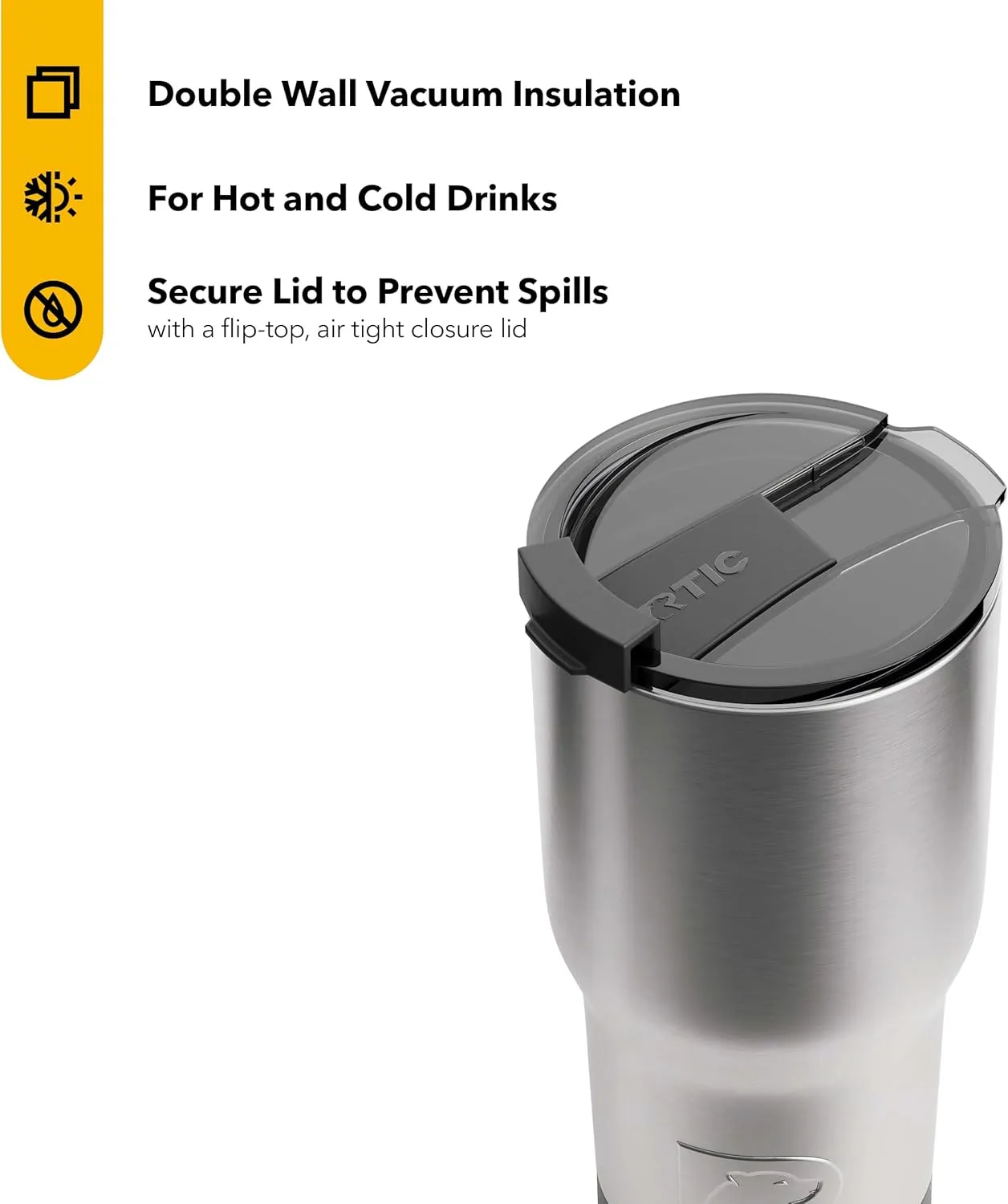 RTIC 20 oz Insulated Tumbler Stainless Steel Coffee Travel Mug with Lid, Spill Proof, Hot Beverage and Cold, Portable Thermal Cup for Car, Camping