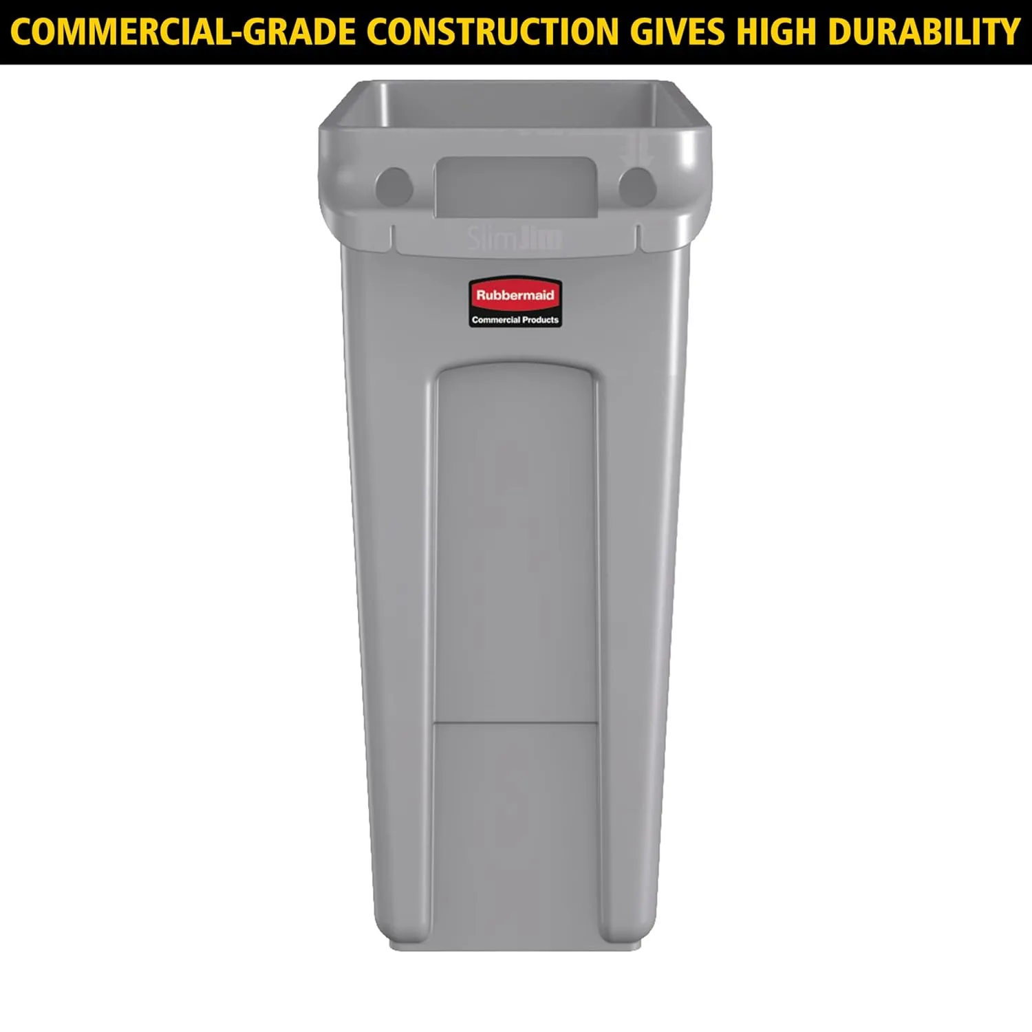 Rubbermaid Commercial Products Slim Jim Trash/Garbage Can with Venting Channels, 23-Gallon, Red, for Kitchen/Office/Workspace