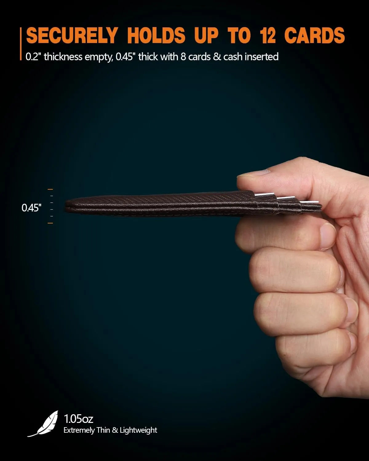 RUNBOX Slim Minimalist RFID Blocking Front Pocket Leather Wallets for Men Women Gift Box Coffee