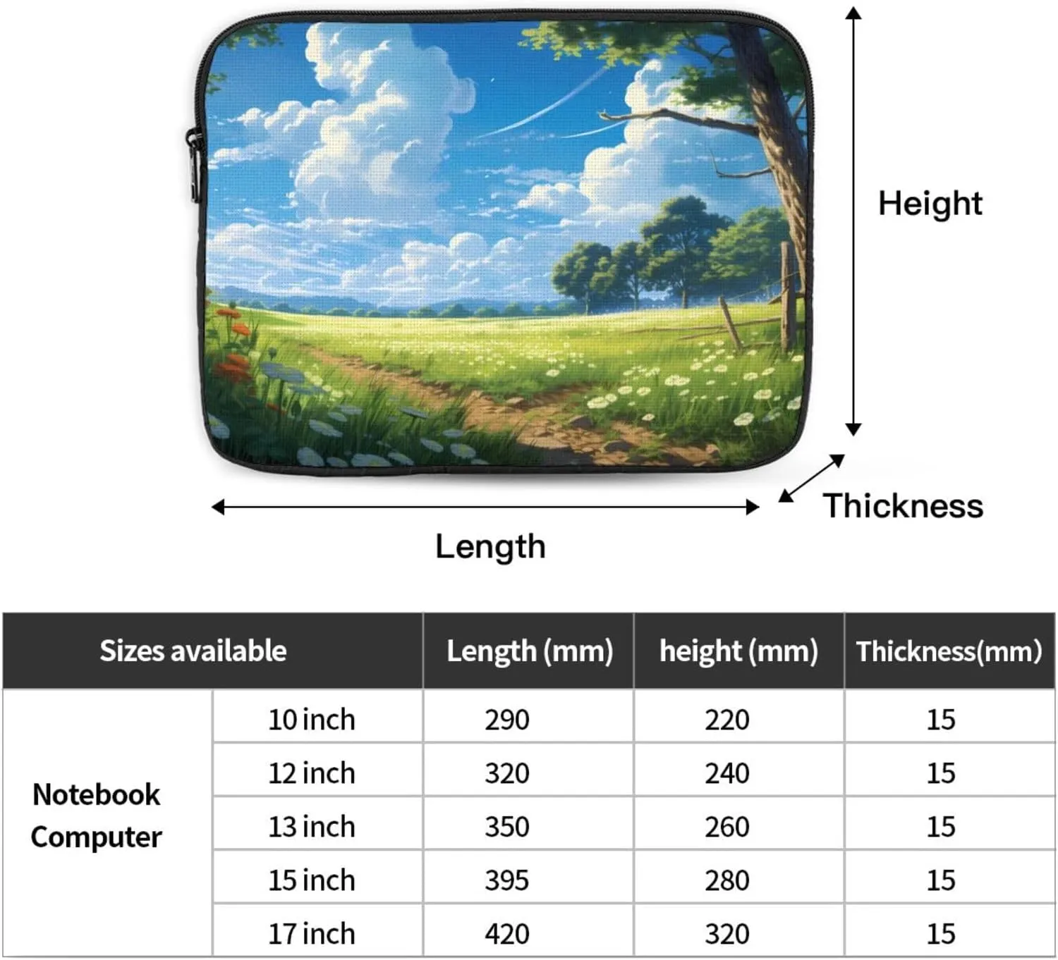 Rural Wilderness Pattern Portable Laptop Sleeve Case 13 inch for Shockproof Protection and Travel Convenience