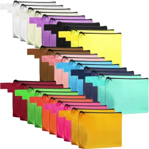 Saintrygo 30 Pcs Makeup Bag Travel Canvas Cosmetic Bag Bulk Multipurpose Small Makeup Pouch for Purse Portable Blank Zipper Toiletry Organizer DIY for Women Assorted Color(Classic,8.7 x 5 x 1.8 Inch)