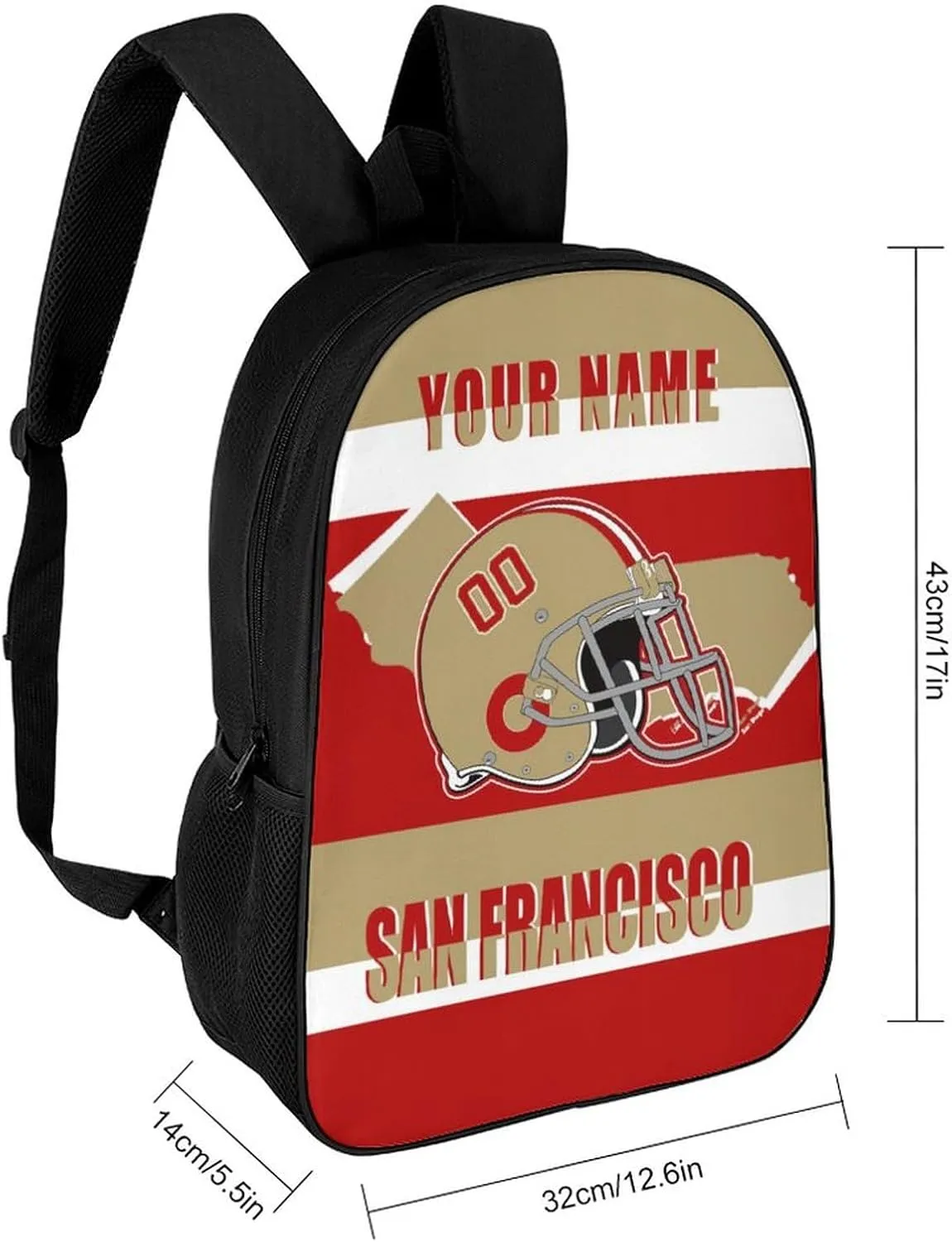 San Francisco Backpack 17 Inch SchoolBag, Personalized Any Name Number High Capacity Laptop Bag Casual Daypack for Man/Woman/Girl/Boy