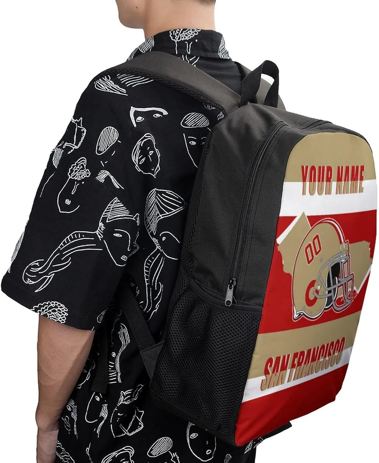 San Francisco Backpack 17 Inch SchoolBag, Personalized Any Name Number High Capacity Laptop Bag Casual Daypack for Man/Woman/Girl/Boy