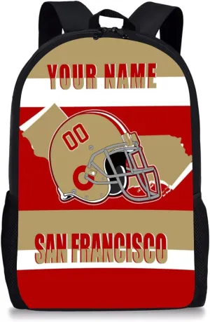 San Francisco Backpack 17 Inch SchoolBag, Personalized Any Name Number High Capacity Laptop Bag Casual Daypack for Man/Woman/Girl/Boy