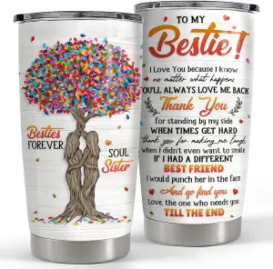 SANDJEST Best Friend Tumbler 20oz Besties Gifts for Women BFF Soul Sister Bestie Stainless Steel Insulated Tumblers Coffee Travel Mug Cup Friendship Gift for Birthday Christmas