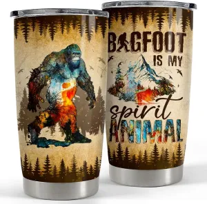 SANDJEST Bigfoot Tumbler Cup 20oz Bigfoot Gifts for Men Stainless Steel Insulated Tumblers Coffee Travel Mug Gift for Birthday Christmas