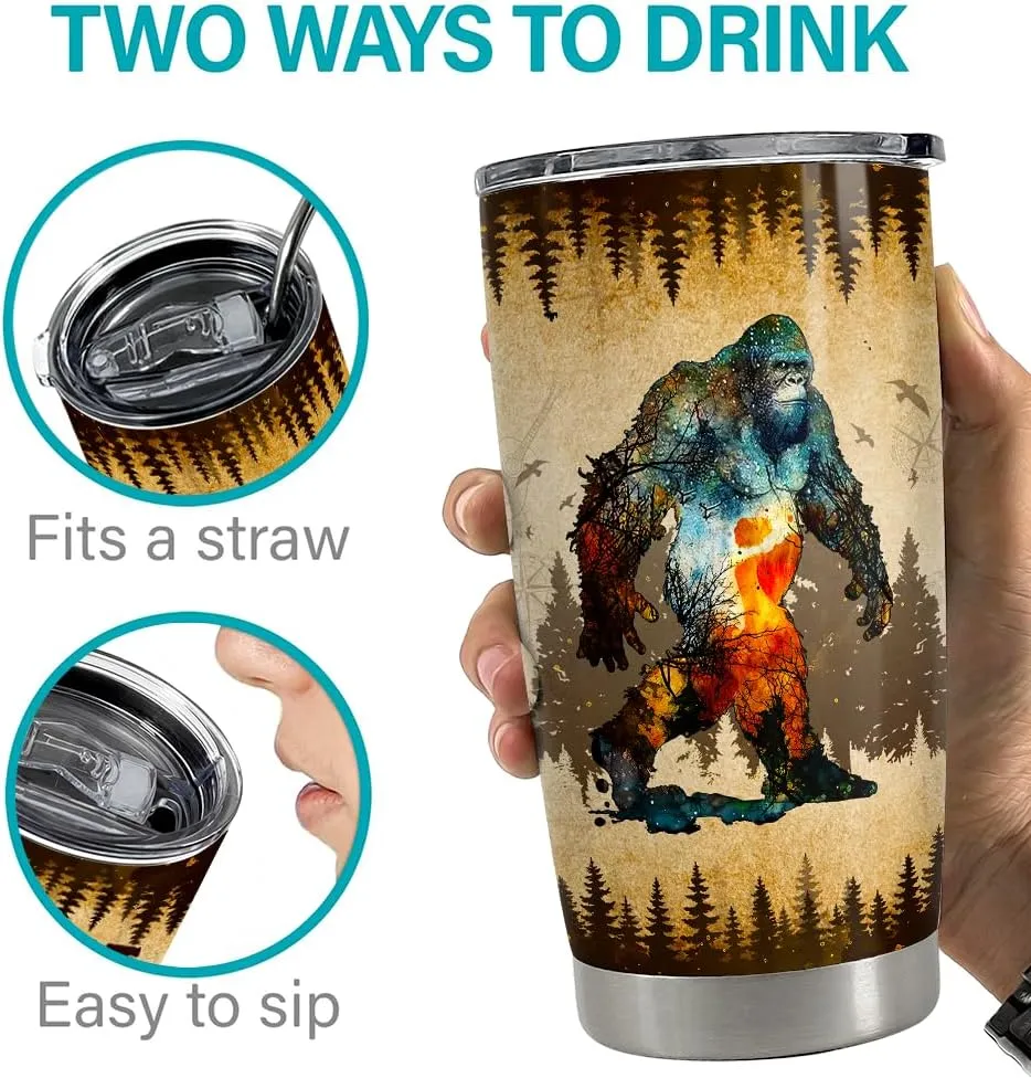 SANDJEST Bigfoot Tumbler Cup 20oz Bigfoot Gifts for Men Stainless Steel Insulated Tumblers Coffee Travel Mug Gift for Birthday Christmas