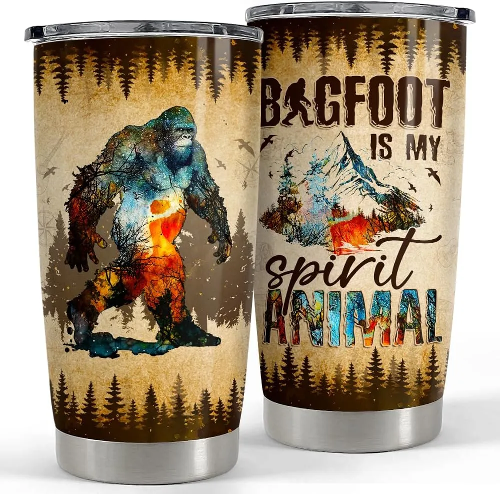 SANDJEST Bigfoot Tumbler Cup 20oz Bigfoot Gifts for Men Stainless Steel Insulated Tumblers Coffee Travel Mug Gift for Birthday Christmas
